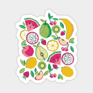 Paper cut geo fruits // print // blue Magnet