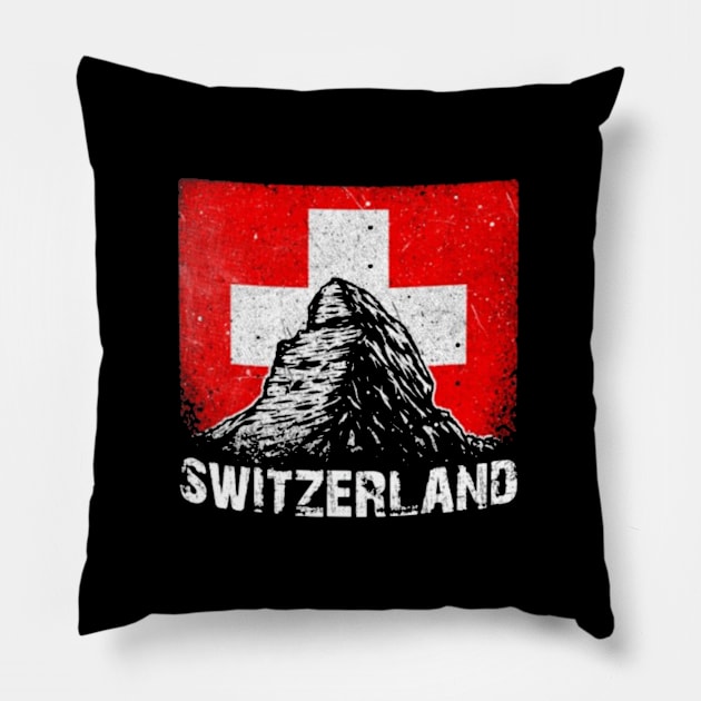 Switzerland Mountain flag Pillow by AsKartongs