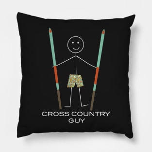 Funny Mens Cross Country Ski Guy Pillow
