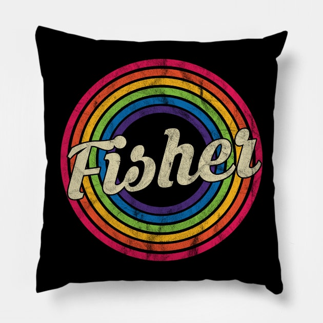 Fisher - Retro Rainbow Faded-Style Pillow by MaydenArt