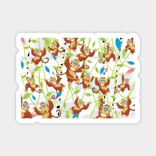 Cartoon swinging Monkeys Magnet