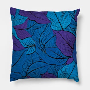 Blue and Purple Leaves Pillow