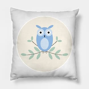 Owl on Yellow and Light Blue Pillow