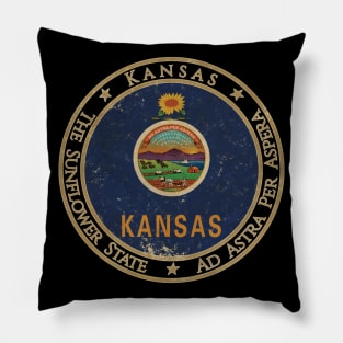 Vintage Kansas USA United States of America American State Flag Pillow