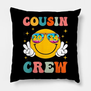 Groovy Cousin Crew 2024 Summer Vacation Beach Family Pillow