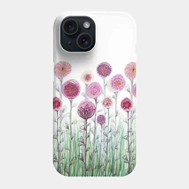 Abstract flower garden Watercolor artwork Phone Case by Wolshebnaja