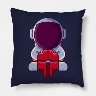 Cute Astronaut Meditation Cartoon Pillow