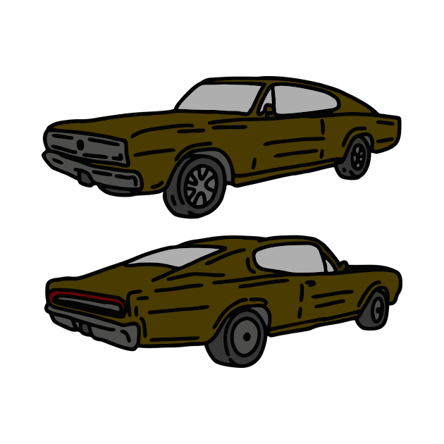 double vintage retro muscle cars by fokaction