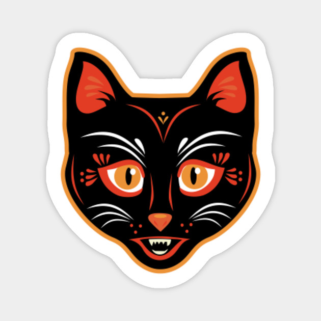 Vintage Halloween Black Cat T Shirt Halloween Cats Magnet