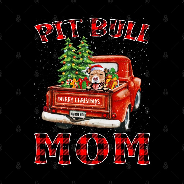 Christmas Pit Bull Mom Santa Hat Truck Tree Plaid Dog Mom Christmas by intelus