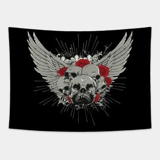 Skulls Wings Illustration Tattoo Art Tapestry