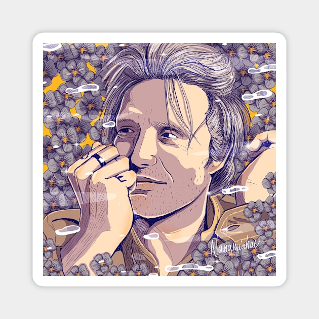 Mads Mikkelsen. Hannibal illustration art Magnet by nanaminhae