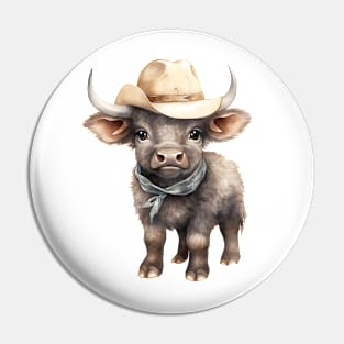 African Cape Buffalo Wearing a Cowboy Hat Pin