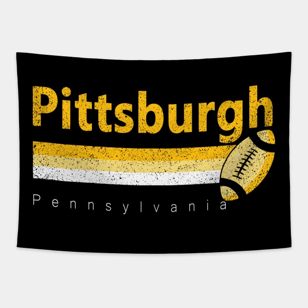 Pittsburgh Vintage Football Retro Pennsylvania For Game Day Tapestry by Hong Lien 