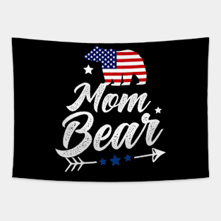 Mom Bear Patriotic Flag Matching 4th Of July Tapestry