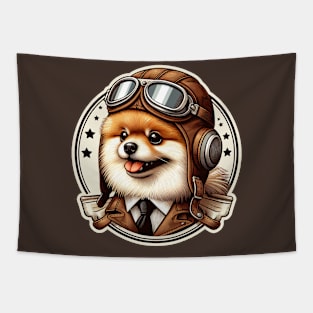 Pomeranian Pilot Tapestry