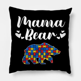 Autism Awareness Mama Bear Puzzle Piece Autistic Mom Gift Pillow