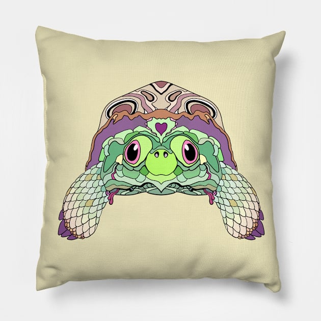 Happy Tortoise in Pastels Pillow by Persnickety Dirigible