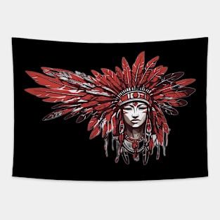 Red black head with monochromatic colorful style Tapestry