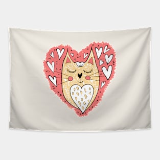 Cute Love Cat Tapestry