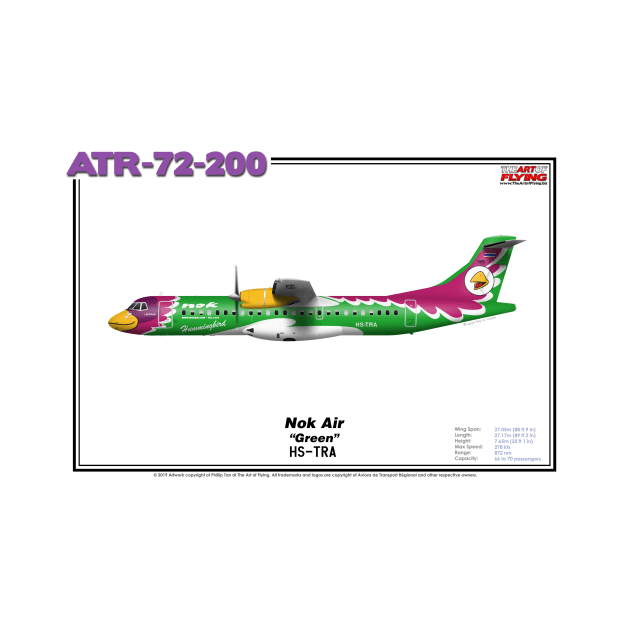 Avions de Transport Régional 72-200 - Nok Air "Green" (Art Print) by TheArtofFlying