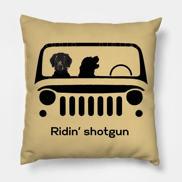 Ridin' shotgun Golden Retrievers Pillow by ZogDog Pro