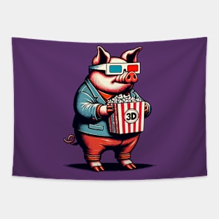 Cool pig eating popcorn Tapestry