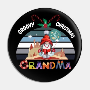 Funny Grandma Groovy Christmas Pin