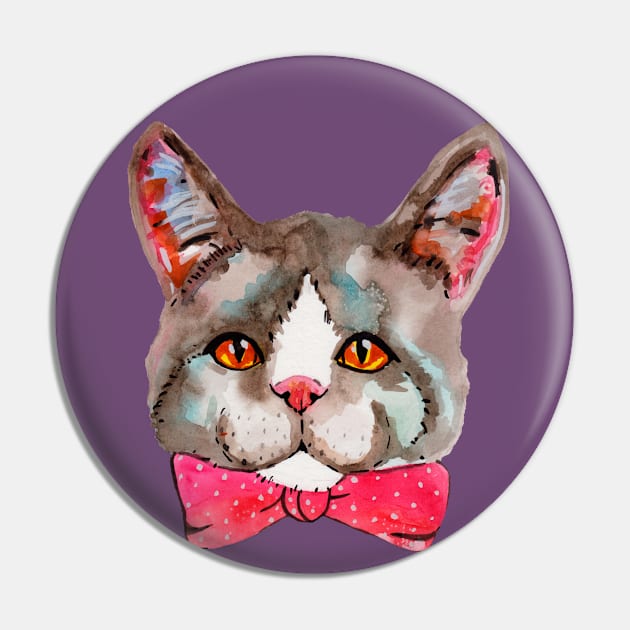 Watercolor cute fluffy kitty cat Pin by deadblackpony