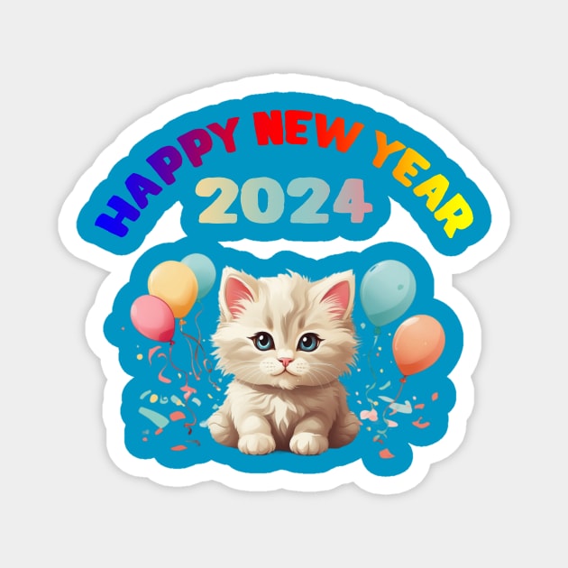 Happy New Year 2024 Persian Kitten Design! Magnet by YeaLove