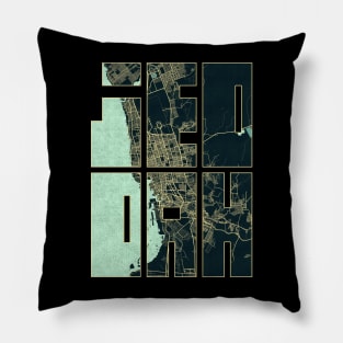 Jeddah, Hejaz, Saudi Arabia City Map Typography - Summer Pillow