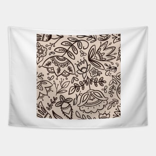 Folk art botanical pattern Tapestry