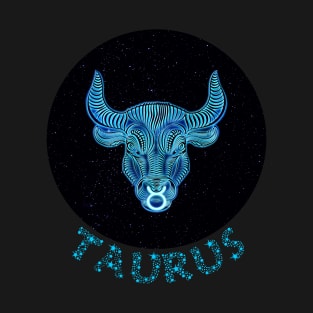 Blue Artistic Zodiac Sign TAURUS T-Shirt