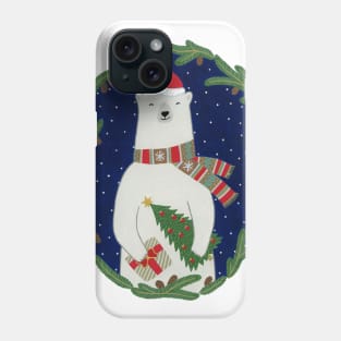 Polar Bear with Christmas Tree Phone Case