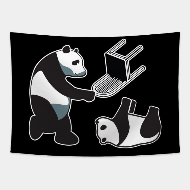 Funny Panda Wrestling Tapestry by TabbyDesigns