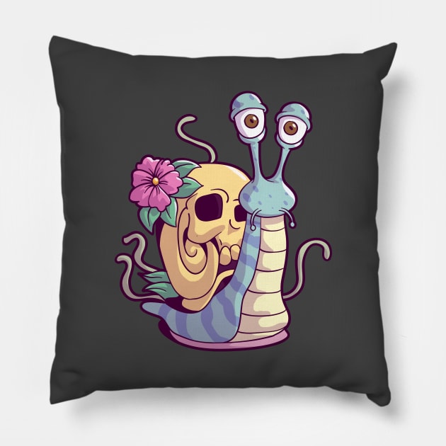 Creepy Snail Skull Pastel Goth Cute Creepy Snail Skull Kawaii Menhera Emo Pillow by Blink_Imprints10