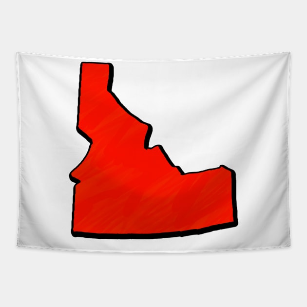 Bright Red Idaho Outline Tapestry by Mookle