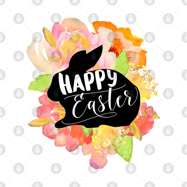 Happy Easter Bunny Floral by TheBlackCatprints