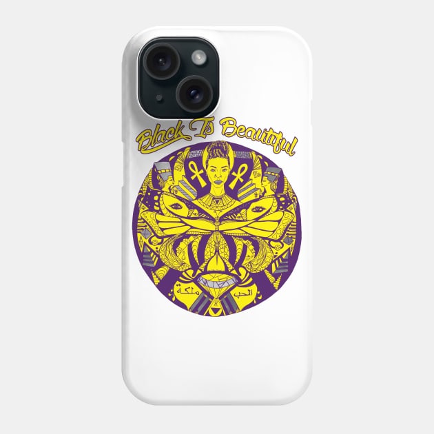 Yellow Purple Butterfly Goddess Black Is Beautiful Phone Case by kenallouis