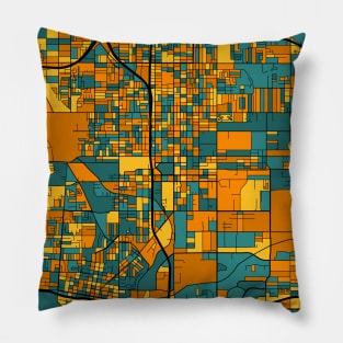 San Bernardino Map Pattern in Orange & Teal Pillow