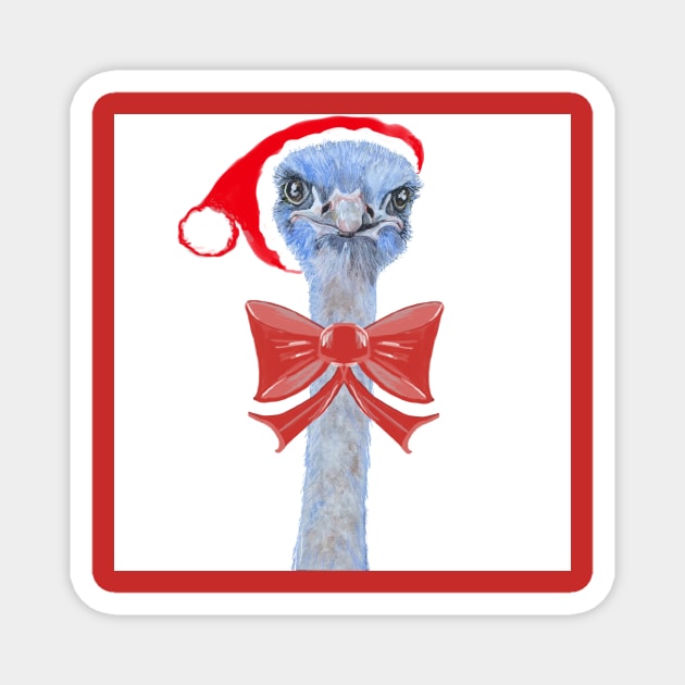 Santa Ostrich Magnet by Artanna
