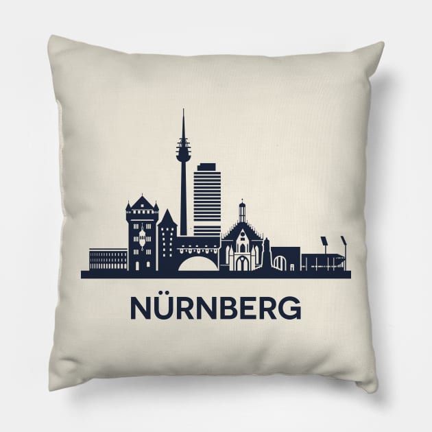 Nuremberg Skyline Emblem Pillow by yulia-rb