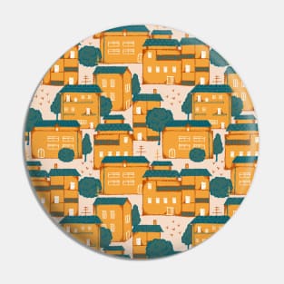 Hand Drawn Town Houses Locality Pin