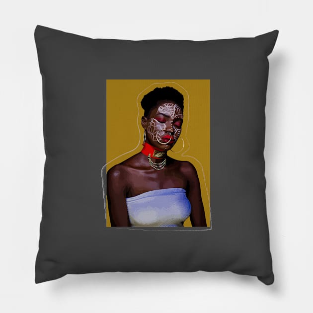 African Woman Pillow by EJgraphics