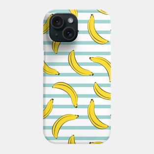 Pop art banana fruit blue striped pattern Phone Case