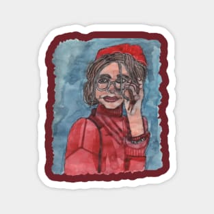 Woman in Red Sweater Magnet