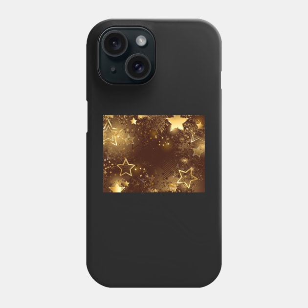 Brown background with golden stars Phone Case by Blackmoon9