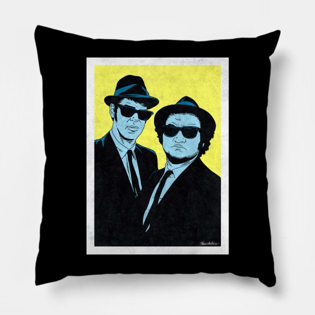 THE BLUES BROTHERS (Pop Art) Pillow by Famous Weirdos