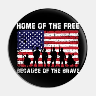 Home of the Free USA Flag Because of the Brave Pin