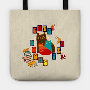 Cat, books and coffee Tote